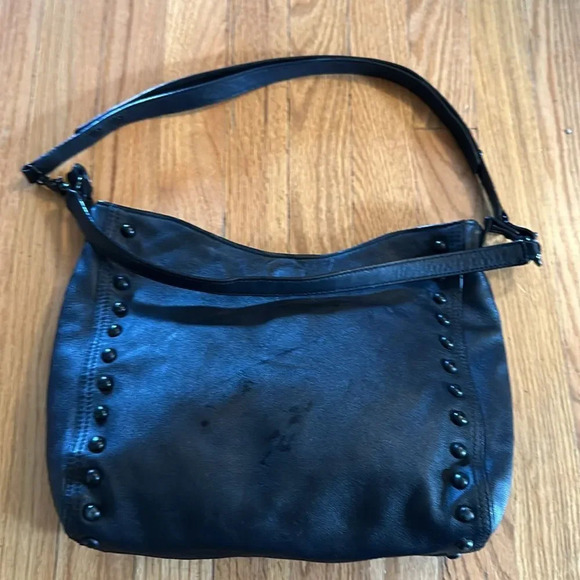 Loeffler Randall black leather shoulder bag black studs great pre owned cond - Picture 3 of 6